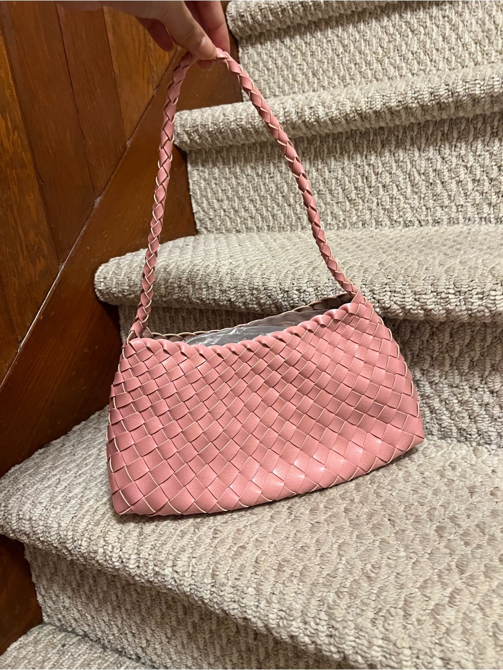 Woven Pink Shoulder Bag